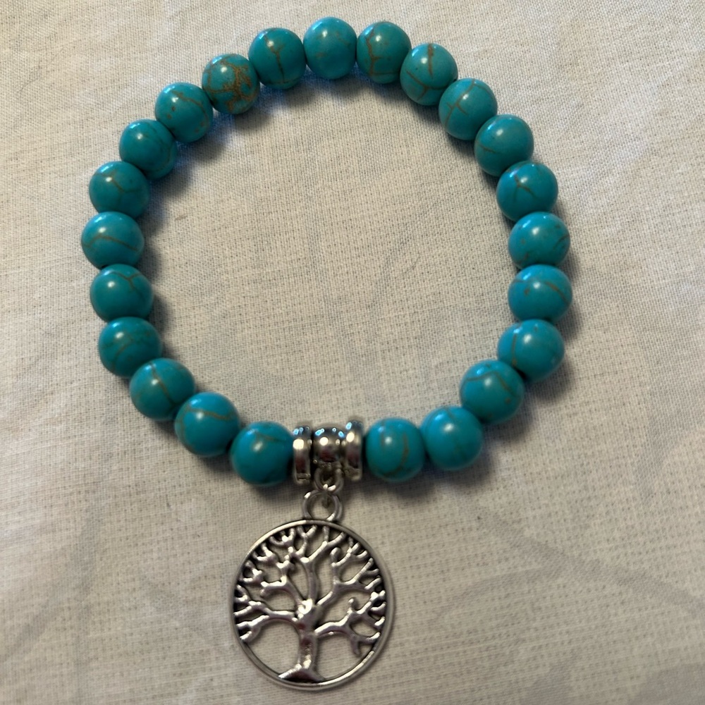 HUGE BUNDLE SALE! ALLOY TREE OF LIFE TURQUOISE INSPIRED STRETCH BRACELET